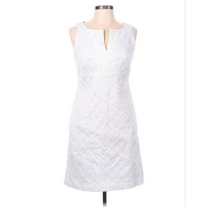 💚White House Black Market White Diamond Jaquard Sheath Dress Sz 4